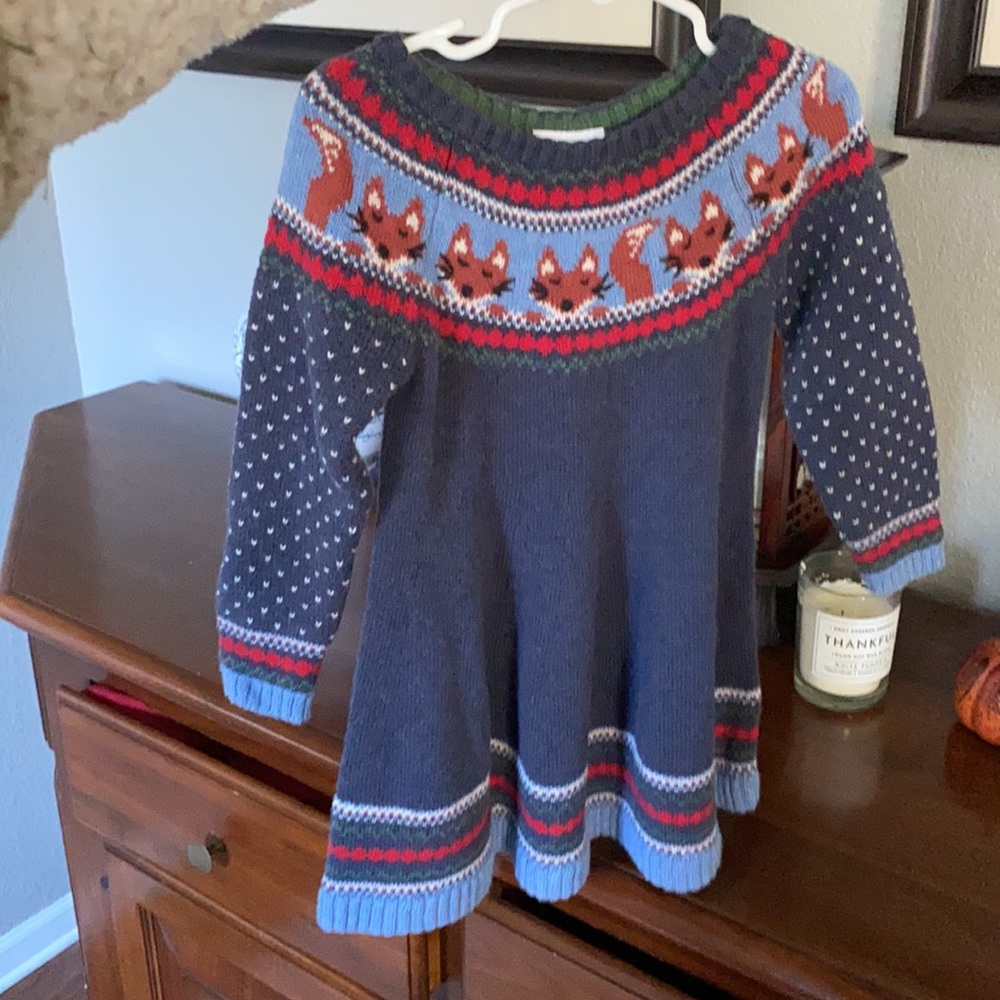 EUC Hanna Andersson size 90, Fair Isle Fox sweater dress!